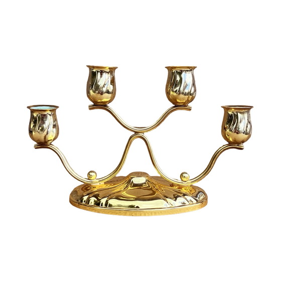 Image 1 of Four-light, gold-plated table candlestick, Germany, 1940s.