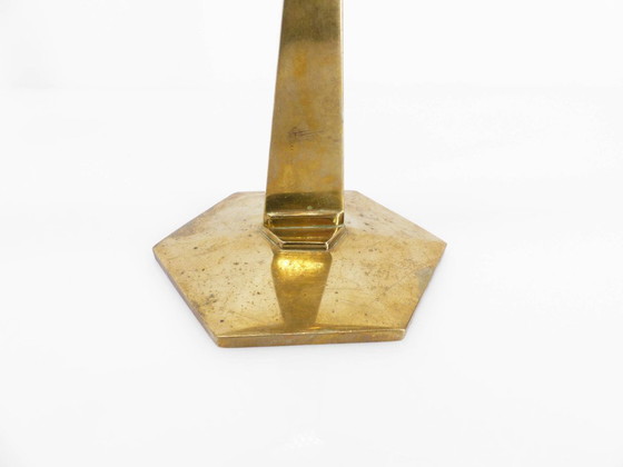 Image 1 of Coppia di candelieri modernisti a tre bracci in ottone massiccio, circa 1960