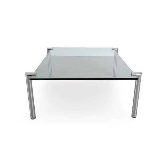 Image 1 of Table basse design du milieu du siècle, en verre et métal, comme Draenert 1980