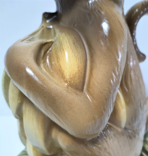 Image 1 of Keramische apenkan, beschilderd ontwerp uit de jaren 80