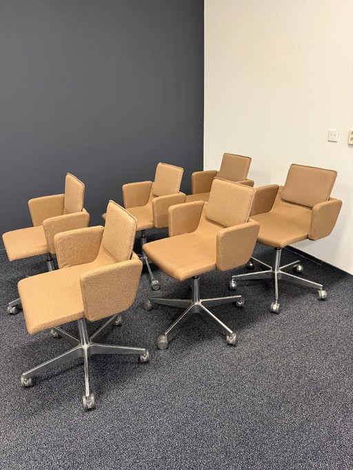 Gispen Triennial Classic – Set mit 6 Konferenzstühlen im niederländischen Design – Aluminiumgestell