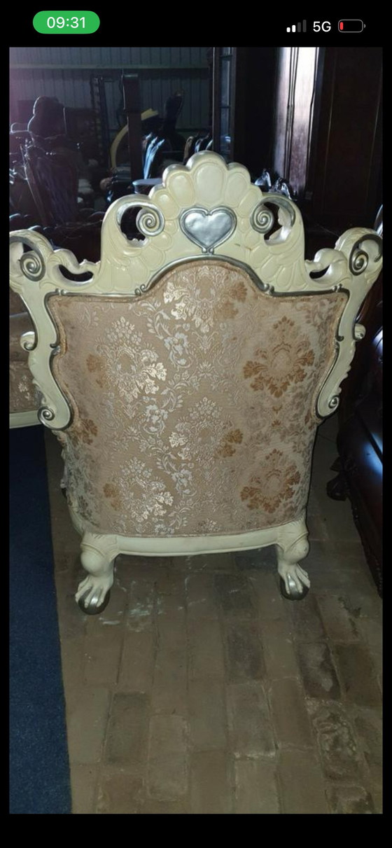 Image 1 of Barok fauteuil zilver accenten