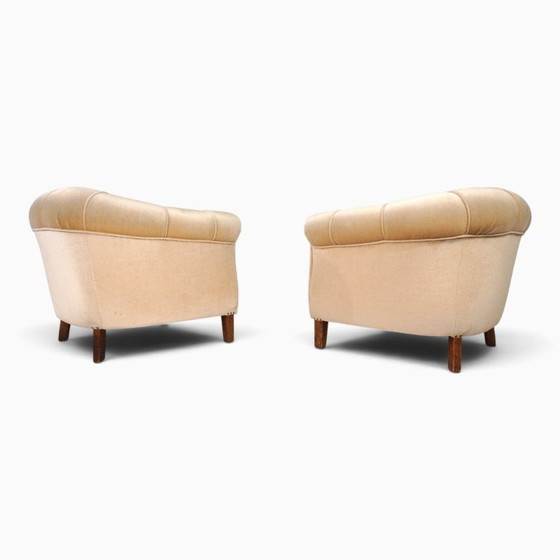 Een paar art-deco clubstoelen in champagnekleurig mohair, 1930 – Fauteuils, Textile (photo 3 of 20)