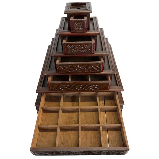 Mobiletto Medico Giapponese in Legno Kusuri Tansu con Scomparti – Armadi a muro, Wood, Klassiek (photo 7 of 9)