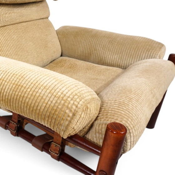Arne Norell Inca fauteuil met voetenbank – Originele corduroy bekleding, 1970 – Textile, Vintage (photo 18 of 21)