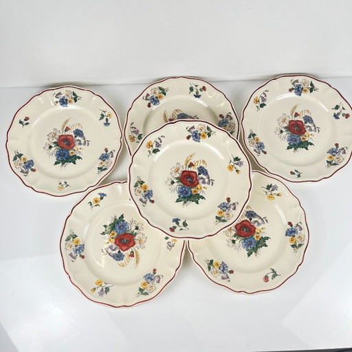 Set of 6 "Agreste" Sarreguemines dinner plates, 20th century