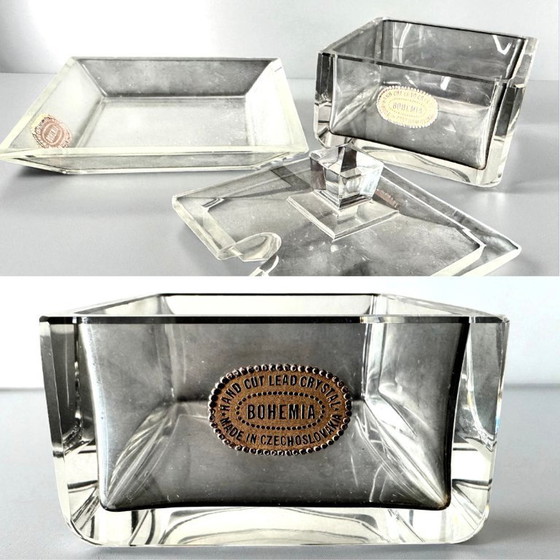 Image 1 of Formaggiera in cristallo di Bohemia in stile Art Deco