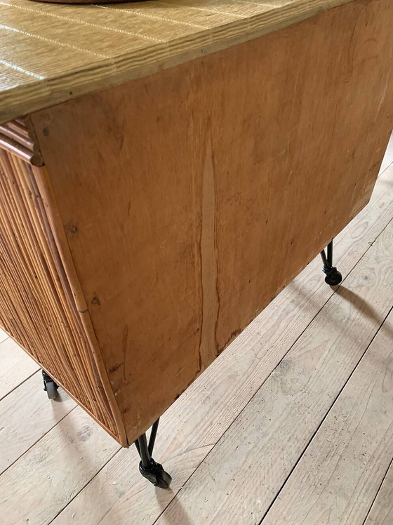 Vintage rattan buffet bar – Barstools, Wicker, Metal (photo 11 of 12)