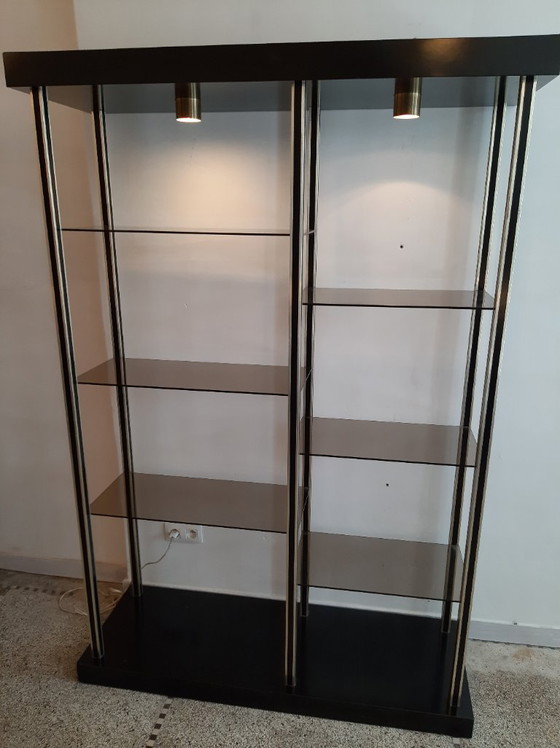 Image 1 of Hollywood Regency Messing en Glas Shelf.