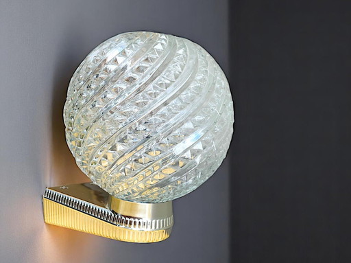 Mid Century Klarglas Silber Wandleuchte Lampe für Schlafzimmer, 1970er