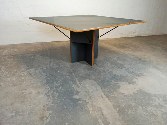Table de salle à manger extensible postmoderne Hennie de Jong, Tables de salle à manger, Bois, Métal, Noir (photo 3 sur 15)