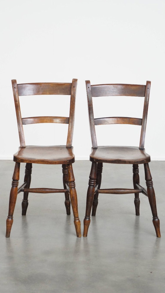 Image 1 of 8 x Antique English Oxford dining/kitchen chair