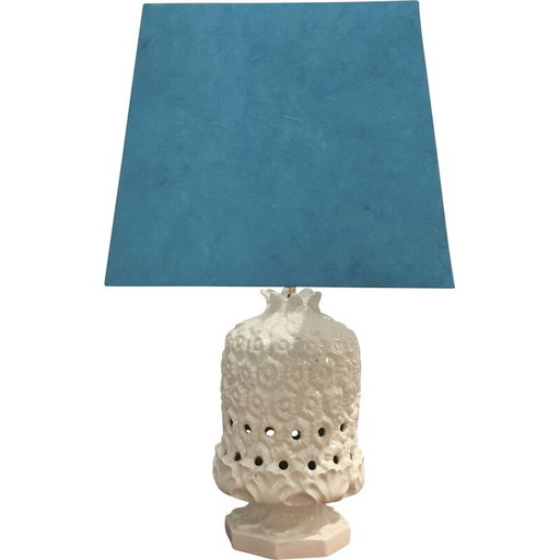 Vintage pineapple lamp in cream ceramic, Italy 1970