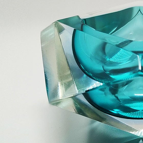 Image 1 of 1960s Gorgeous Turquoise Ashtray or Catchall by Flavio Poli for Seguso. Made in Italy