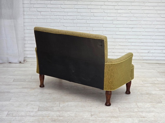 Image 1 of 1950s, Danish 2-seater sofa, green furniture wool fabric.