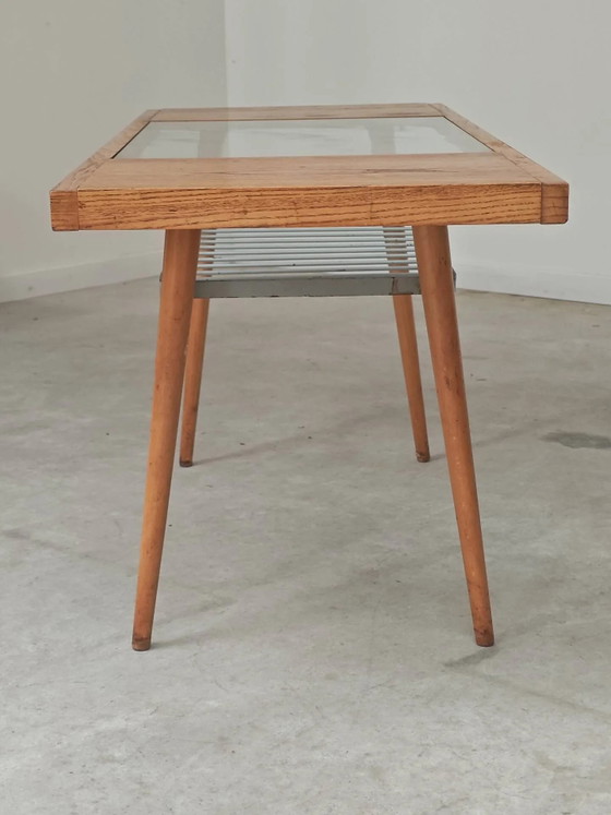 Wood, metal and glass coffee table by Jitona 1960 – polished steel, Mid Century Modern (photo 12 of 16)
