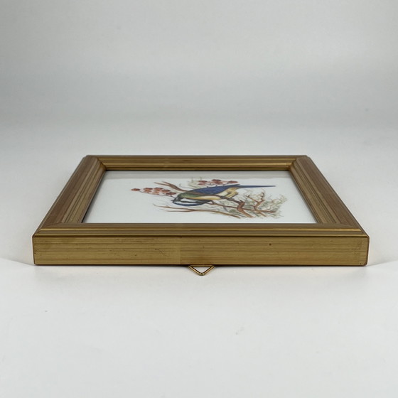 Image 1 of Augarten Vienna Handpainted Porcelain Plaque “Blue Tit” – Hubert Weidinger – 15 x 15 cm