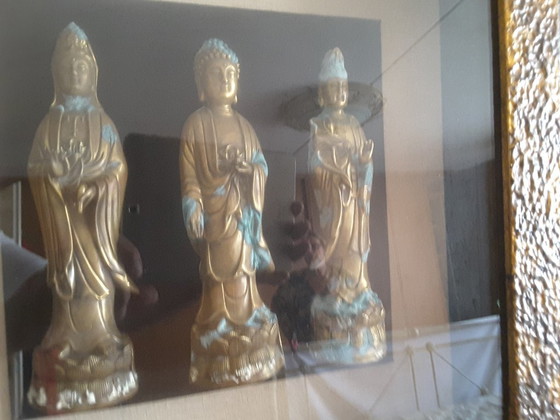 Wall art panel with built-in Buddhas behind glass – Wall decoration, Metal (photo 2 of 5)