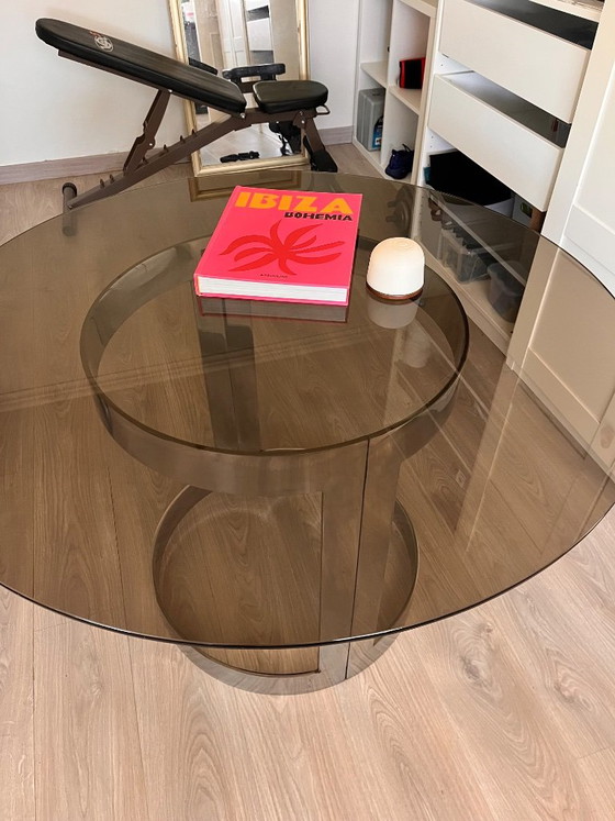 Chrome table with smoked tabletop – Dining tables, Glass, Metal (photo 7 of 8)