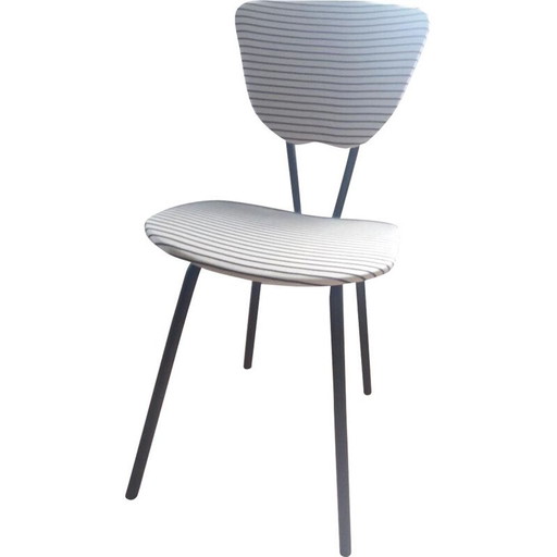 Sedia vintage in metallo con motivi a righe, anni '50