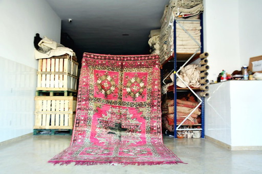 Vintage Roze Marokkaanse Boujaad Vloerkleed - 325 x 185 cm