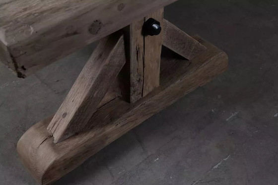 Image 1 of Farmhouse Table in Antique Solid Oak, Star Legs - 300 cm