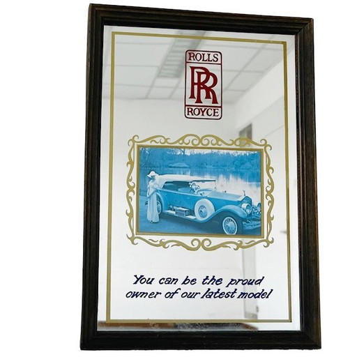 Miroir publicitaire Rolls Royce vintage voiture memorabilia 1970