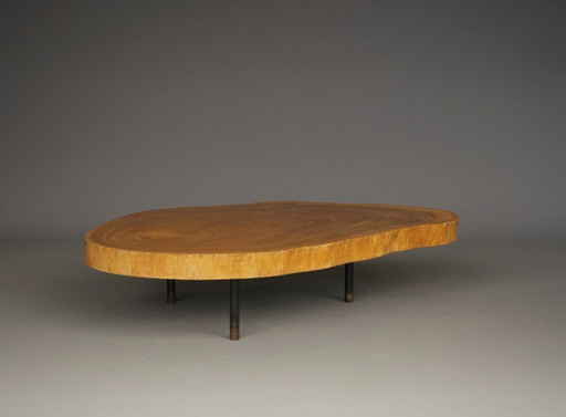 Brutalist live edge Tree Trunk Coffee Table. 1960s