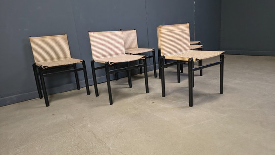 Image 1 of 6er-Set "Mastro" Esszimmerstühle von Afra & Tobia Scarpa für Molteni, Italien, 1980er Jahre