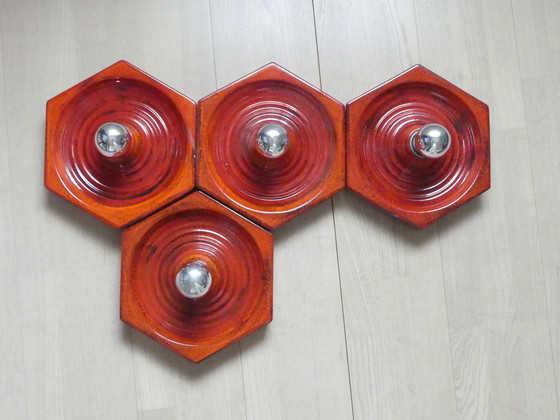 Image 1 of Hustadt set of 4 ceiling light wall lamp ceramic red UK1aeb