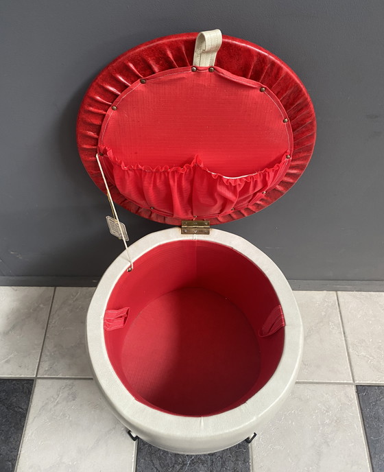 Image 1 of Round Skai Laundry Box / Stool 1960s