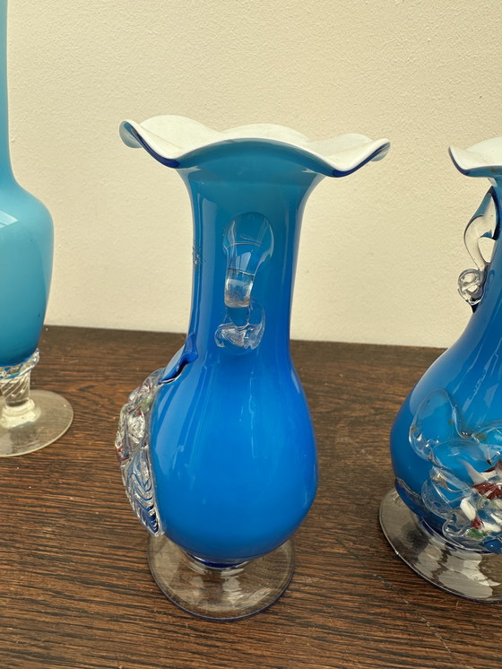 Image 1 of 4 vintage Murano glass soliflore vases