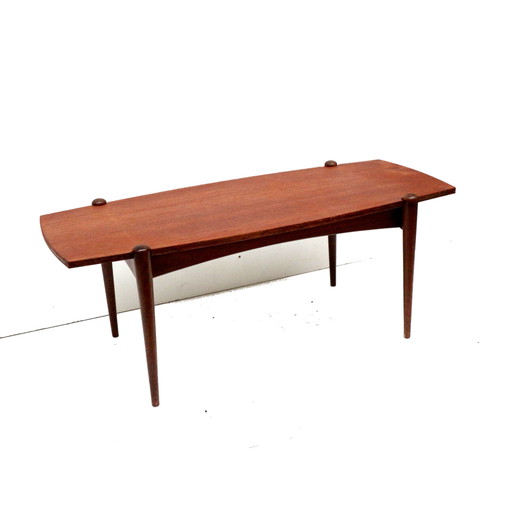 Mesa de centro vintage con tablero reversible de teca y fórmica de los años 60