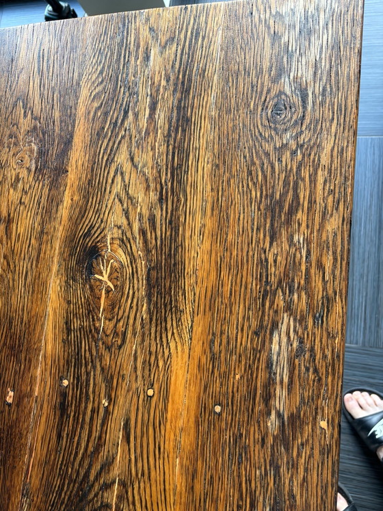 Robust oak tabletop made from old floorboards, Dining tables, Wood, Brown (photo 3 of 6)
