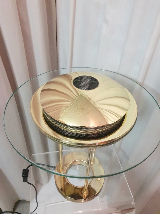 Image 1 of Lámpara de mesa "Saturno", latón y vidrio, Robert Sonneman, años 80