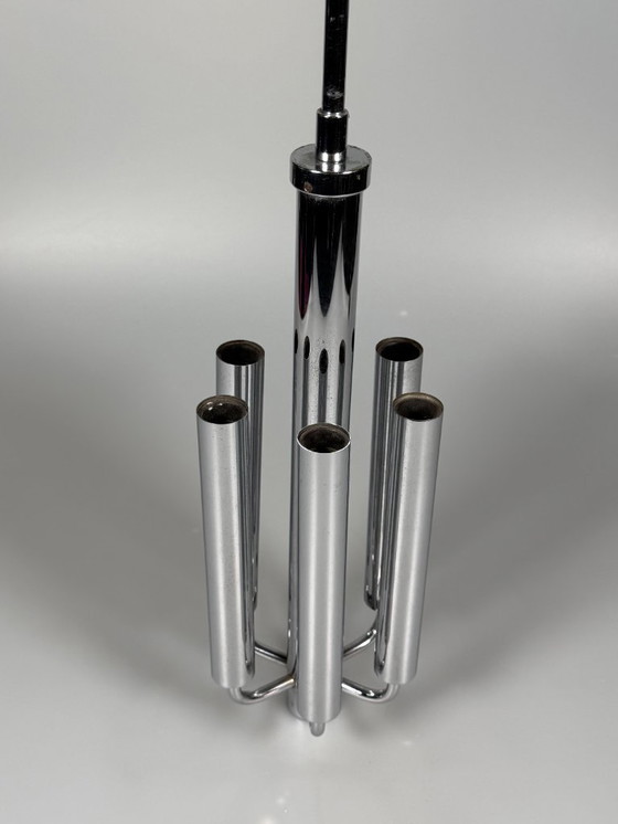 Image 1 of Kroonluchter uit de jaren 60/70 van Gaetano Sciolari voor Sciolari Chrome Design.