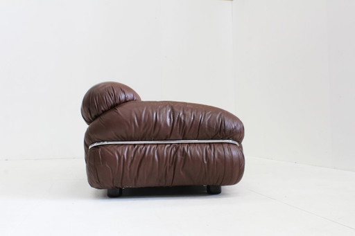 Gianfranco Frattini Sesann sofa Cassina 1970s in brown leather