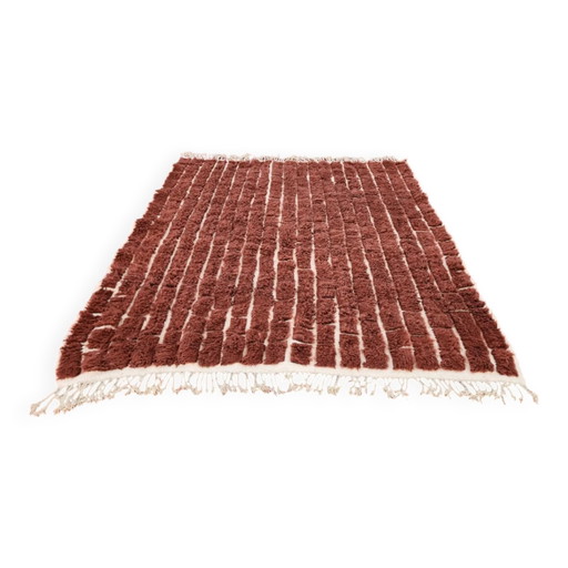 Authentischer Beni Ouarain Teppich 250 x 200 cm – Naturwolle schokoladenbraun