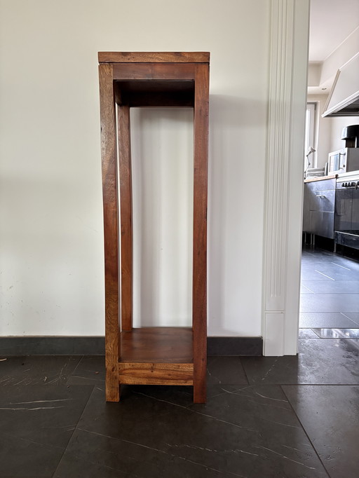 Hoge bijzettafel/zuilplank gemaakt van oud teakhout - Indonesië