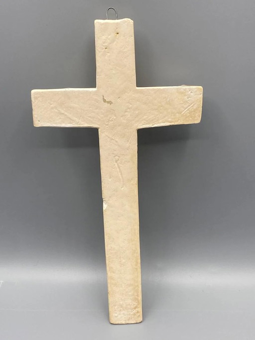 Wandkreuz, Biskuitporzellan – vergoldetes Christusrelief – Frankreich, ca. – decoratieve objecten, Metal (photo 2 of 4)