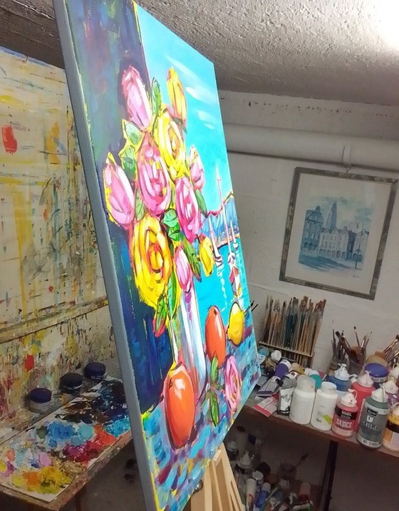 Image 1 of Joel LHOPITAL - Boeket voor het raam - Schilderij van de kunstenaar