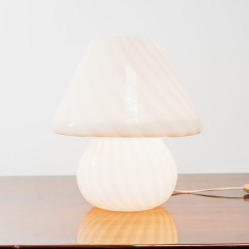 Large Murano Mushroom Rose Table Lamp 1970’s Design Pink Shade