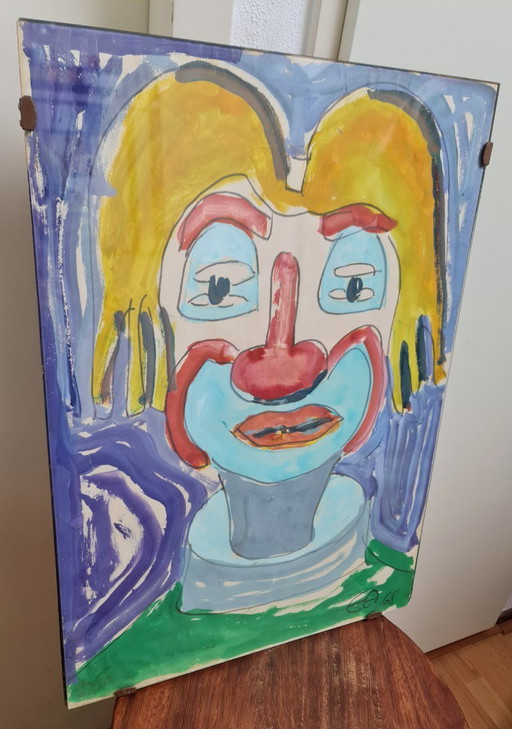 Schilderij Cobra stijl clown 