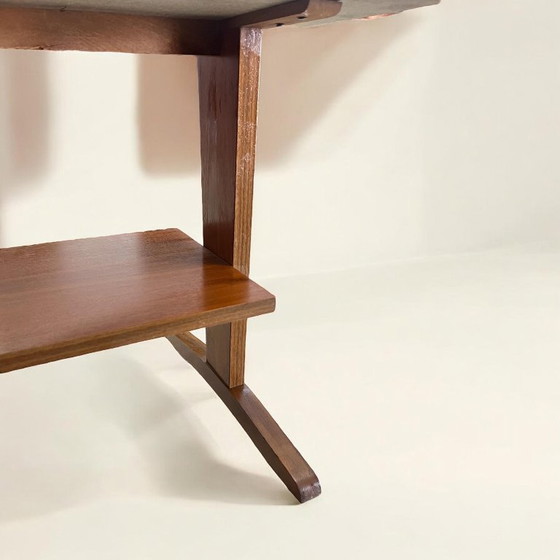Image 1 of TV stand, wooden table for record player with wheels, made in Germany in the 1960s-1970s