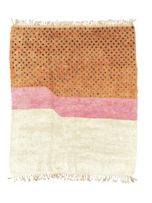Pink and Orange Moroccan Wool Rug 210x270 cm
