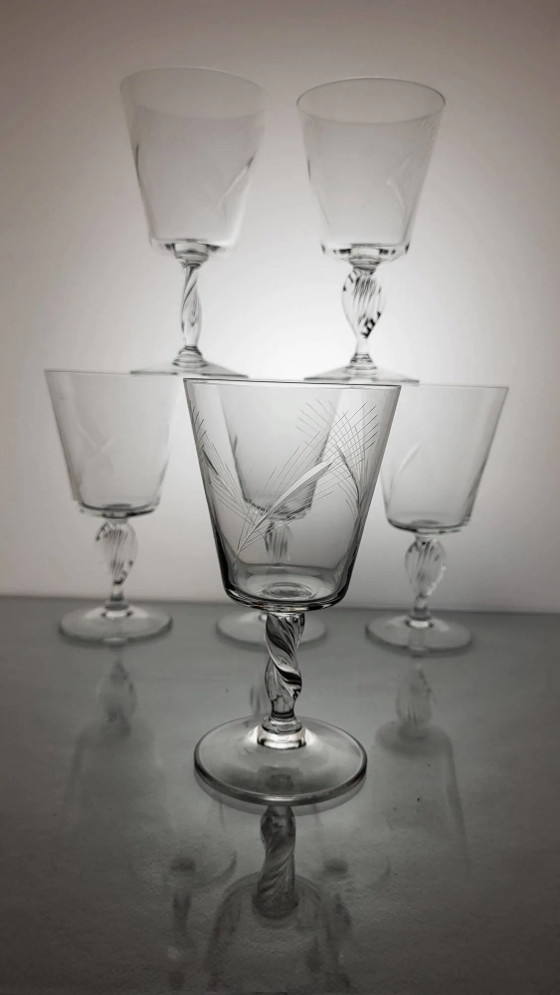 6 bicchieri di cristallo acqua/vino anni '60 (grano) – Bicchieri e caraffe, Crystal, Glass, Vintage (photo 6 of 6)