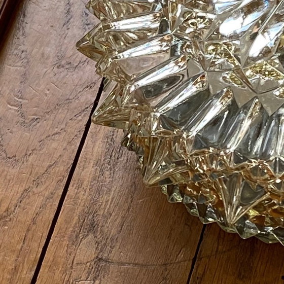 Image 1 of Lampada da parete/soffitto in vetro stampato, illuminazione vintage anni '70-'80