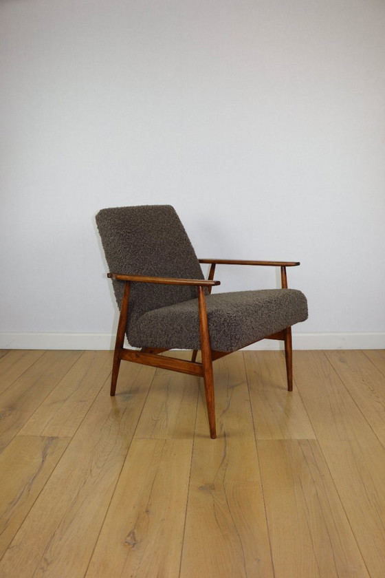 Image 1 of Armchair 'Lis', 1970s brown chocolate brown boucle design by Henryk Lis - 2 pieces available
