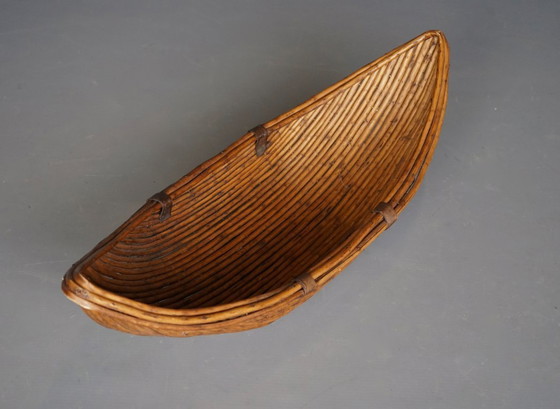 Image 1 of Grote rotan fruitmand, jaren 70