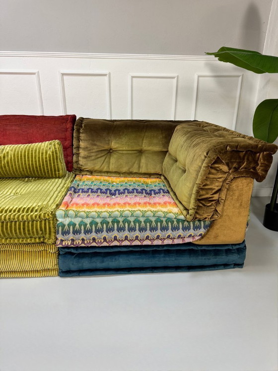Image 1 of Roche Bobois Mah Jong Designer Sofa Stoff 3-Sitzer handgefertigt MahJong Bunt Modular